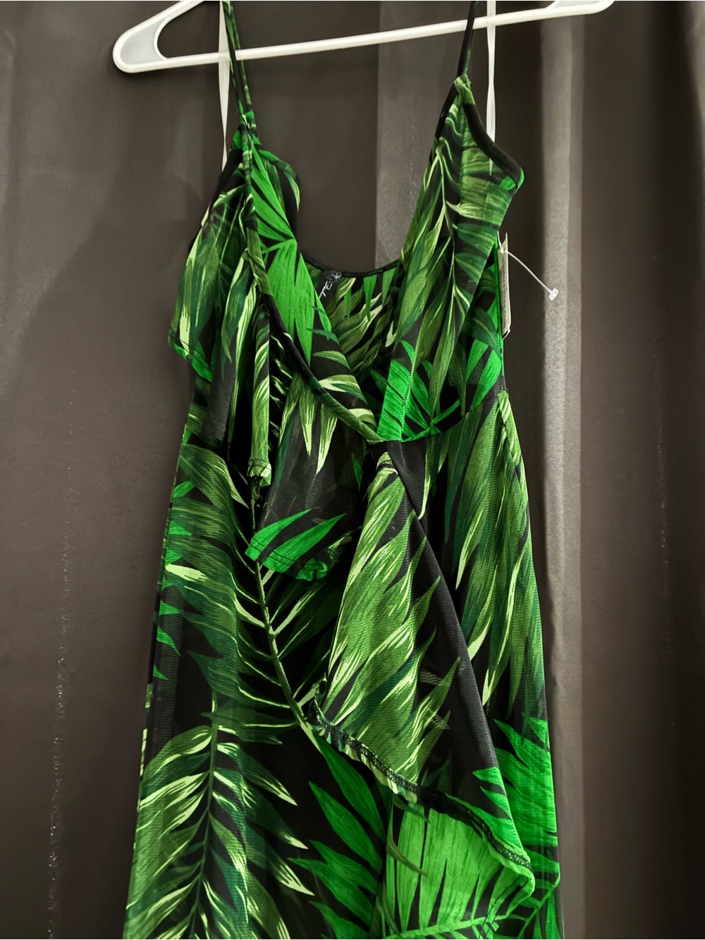 Windsor Black & Green Tropical Leaf Mini Dress